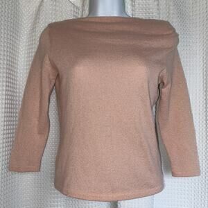 Barneys New York XS Pink 100% Cashmere Sweater Off Shoulder Sparkle Top